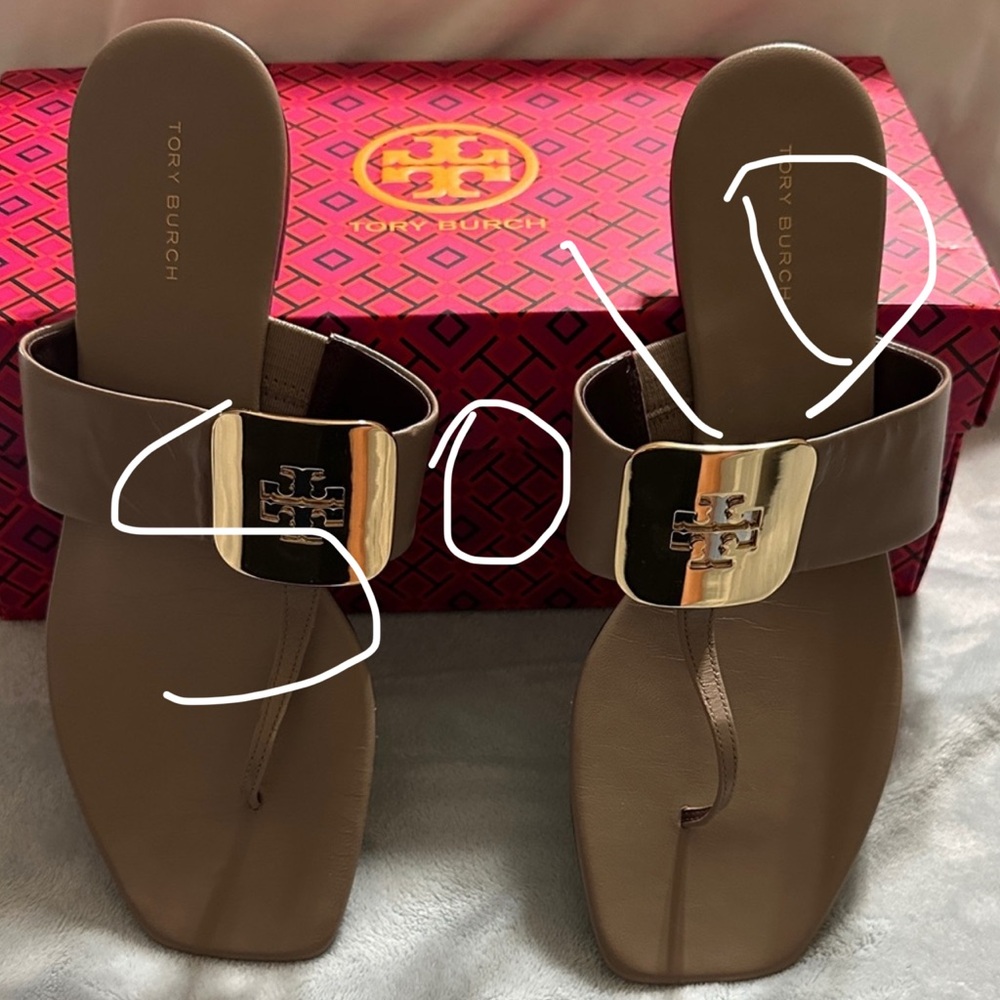 Tory Burch Beige Sandals with Gold Accent
   SOLD